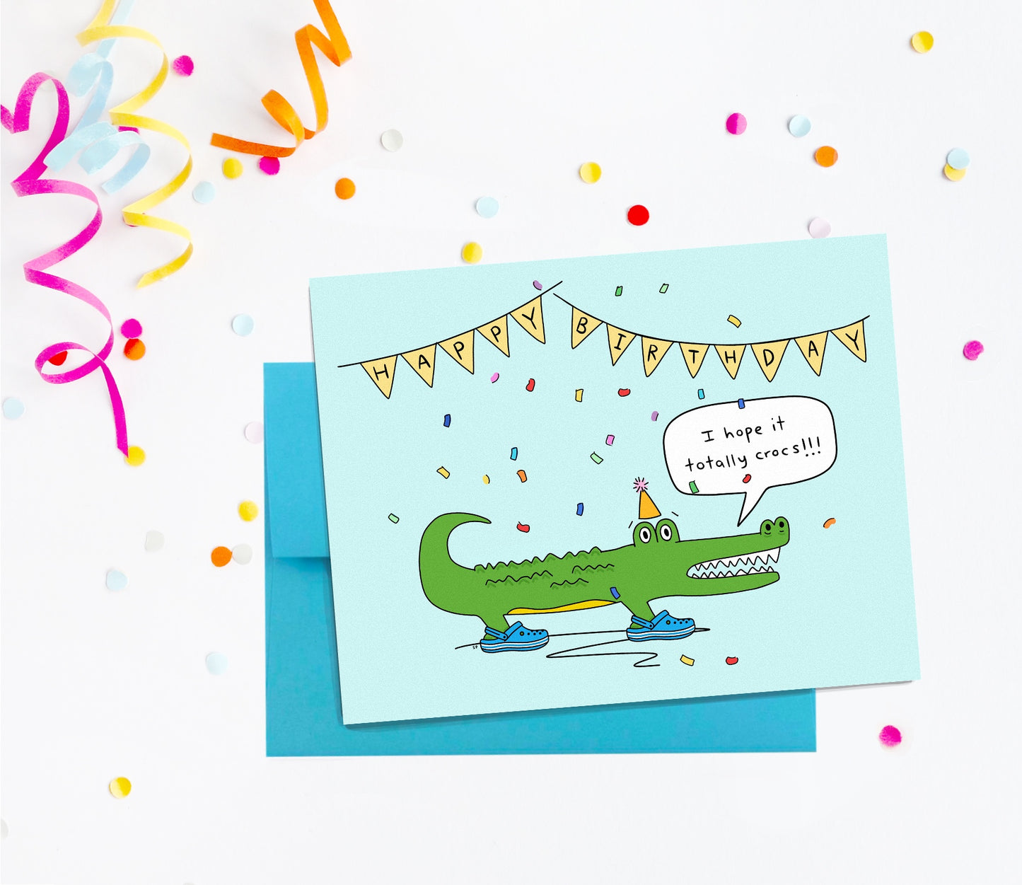Party Croc Blue Birthday Card