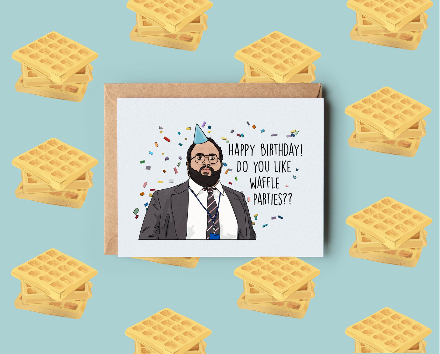 Waffle Party Birthday Card