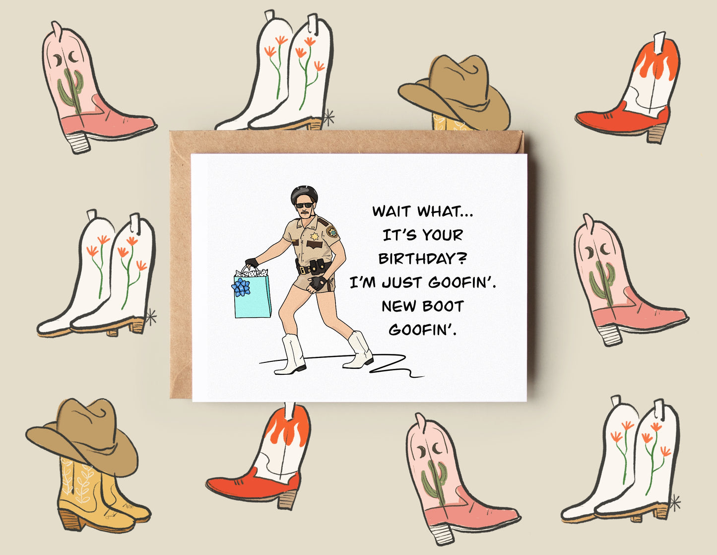 New Boot Goofin Dangle Birthday Card