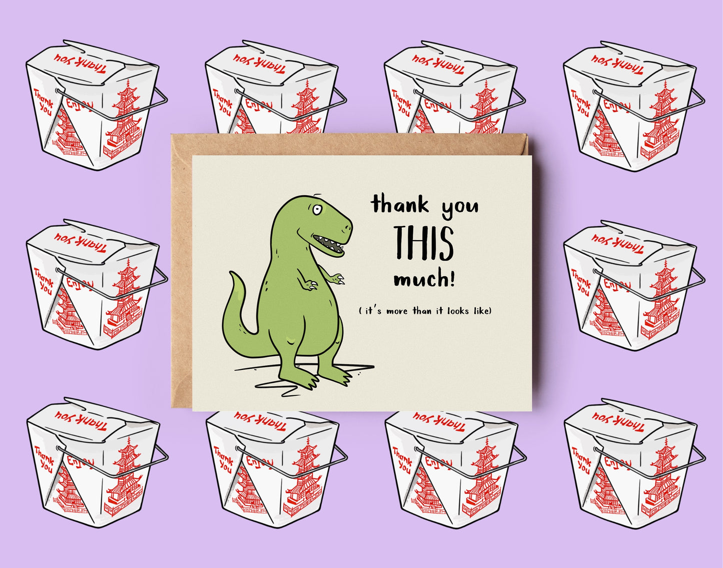 T-rex Thank You Card