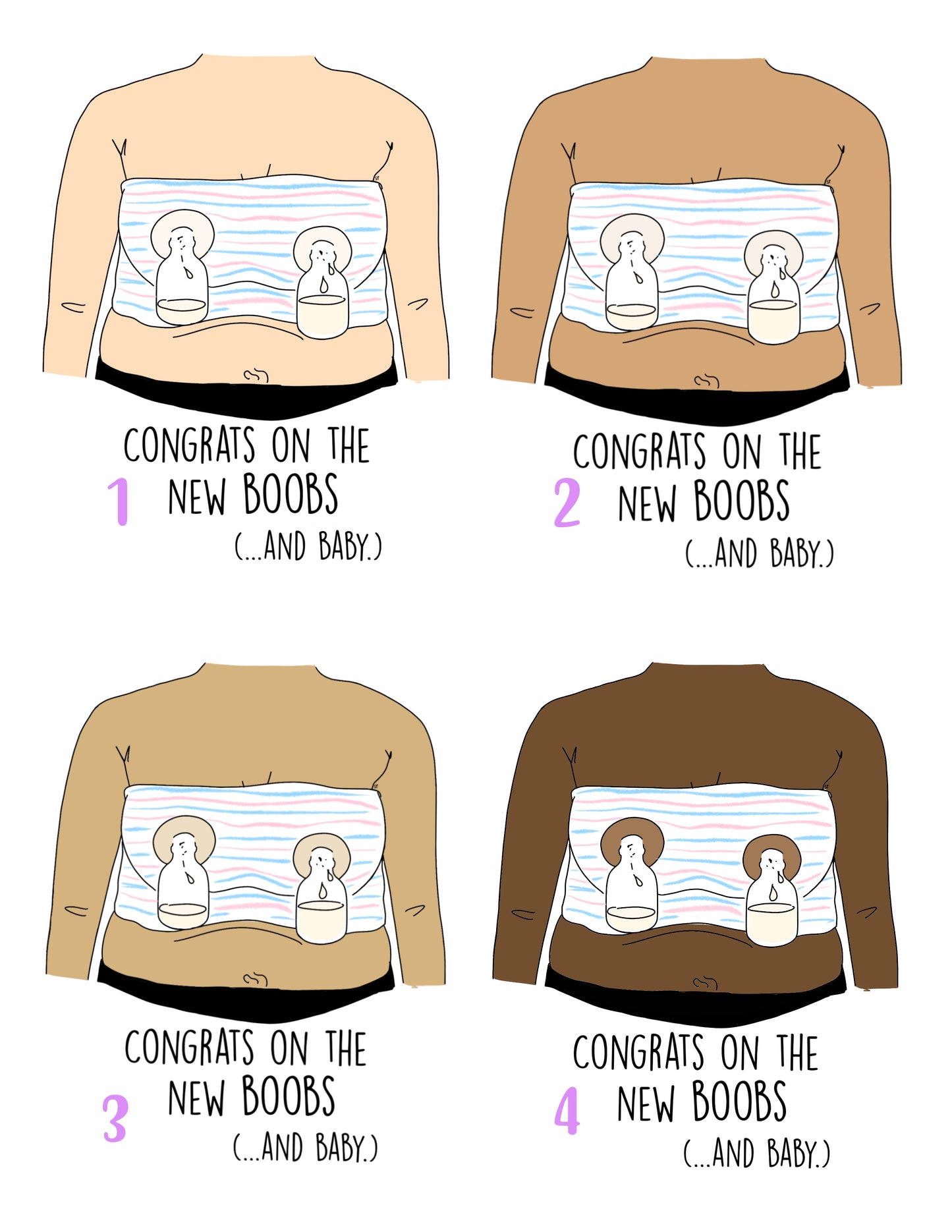 New Boobs Baby Shower Card