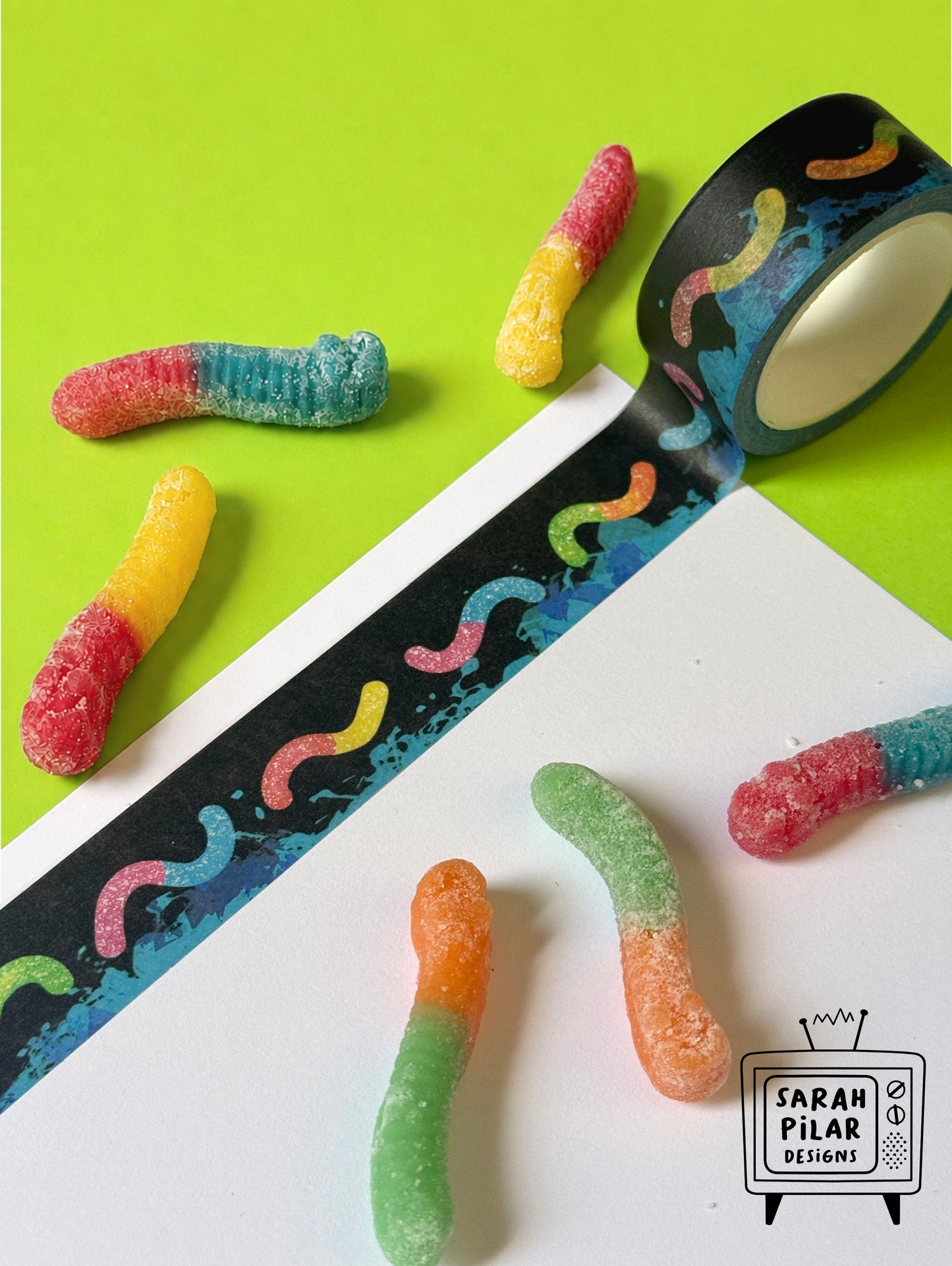 Sour Gummy Worms Washi Tape