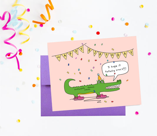 Party Croc Pink Birthday Card